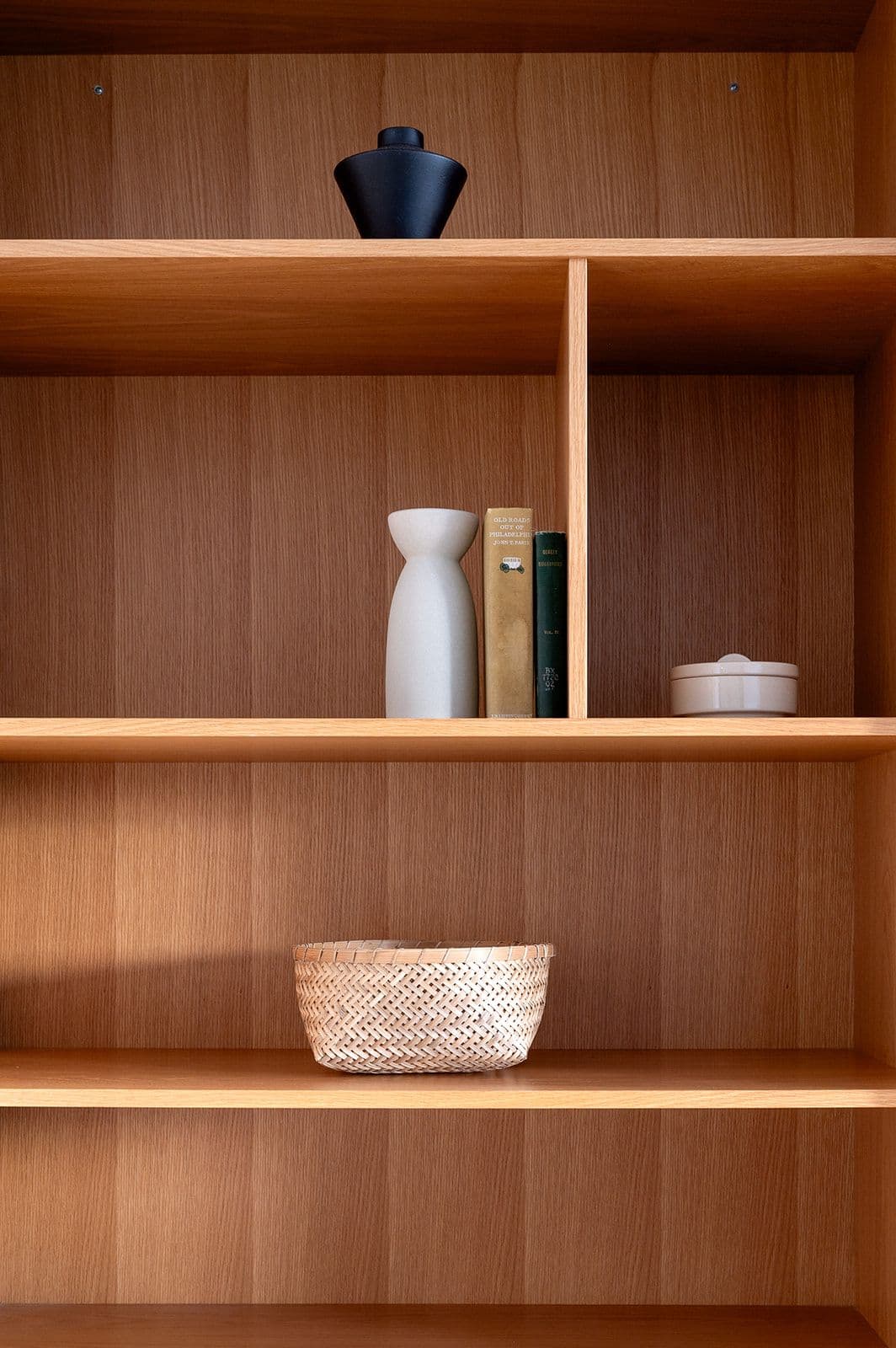 wooden shelves with decor