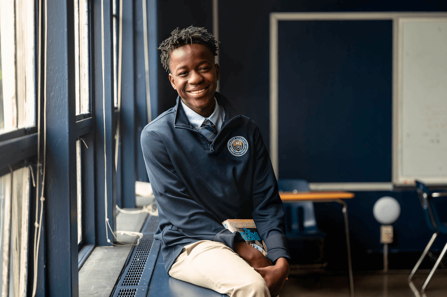Smiling student in classroom