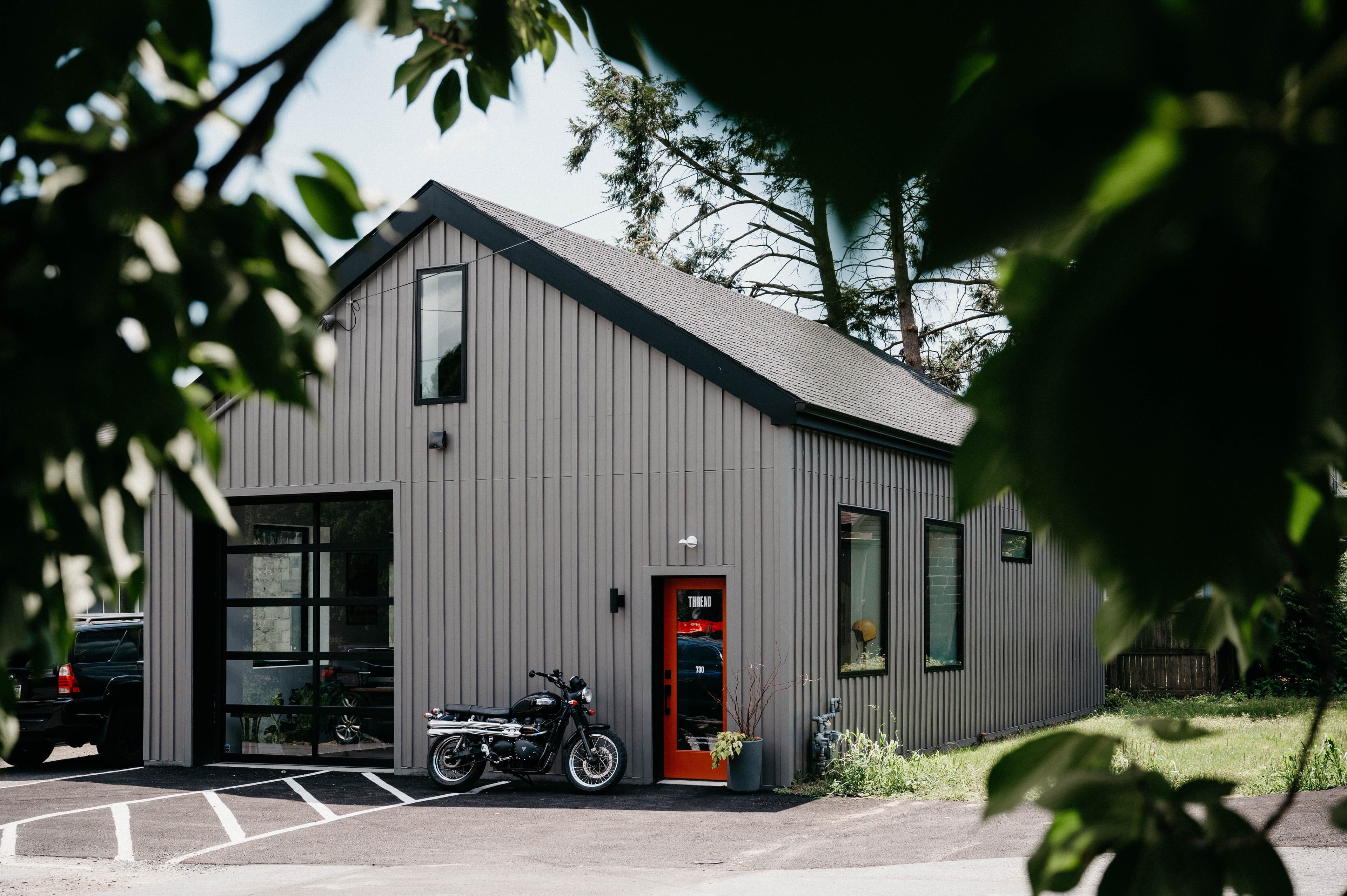 garage studio with motorcycle